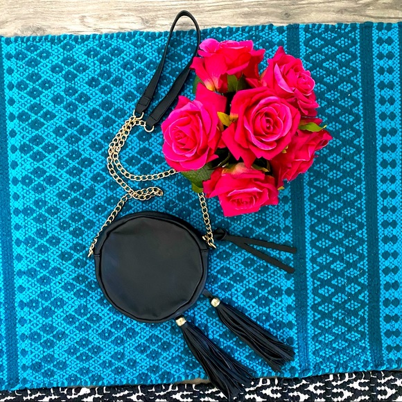 Kiss Me Couture Round Crossbody Bag w/Studded Decor and Tassels.🌹 - Picture 2 of 8